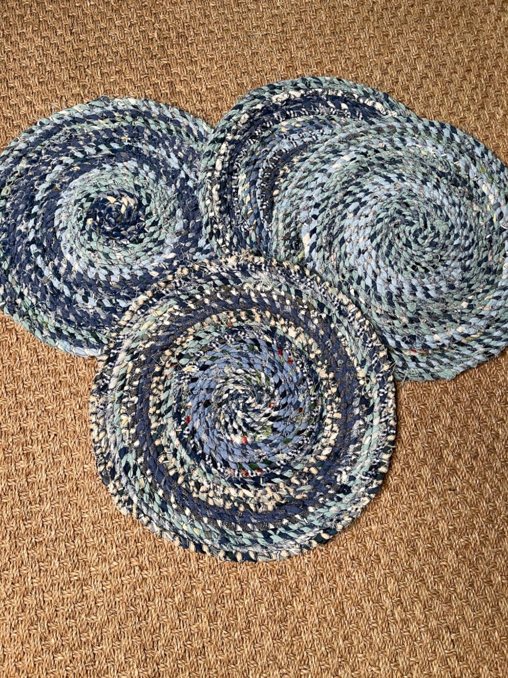 Handmade Woven Placemat 15" Wide Blue Five Available